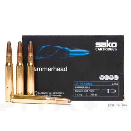 008369 : CARTOUCHE SAKO 30-06 220GR HAMMERHEAD SP 14.3GR /20