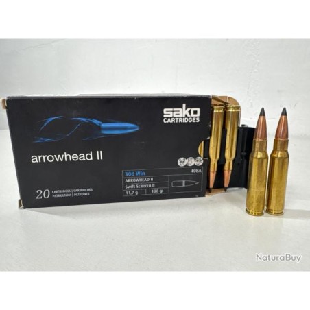 Cartouche SAKO ARROWHEAD 2 calibre 308WIN 180grs x20