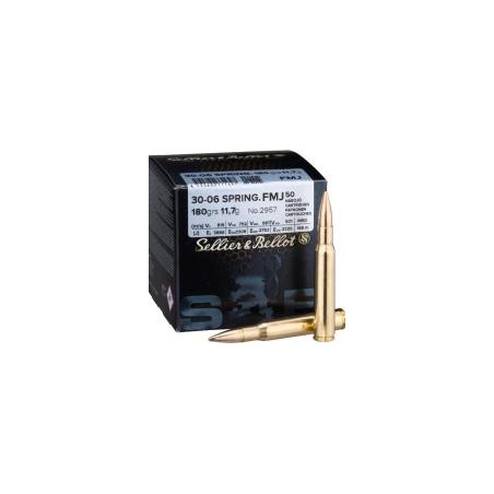 Cartouche Sellier & Bellot calibre 30-06 FMJ 180grs 11.7g x50