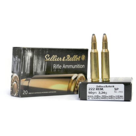 Cartouche Sellier & Bellot 222 REM SP 50grs 3.24g x20